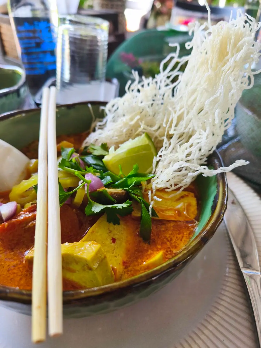 Vegan Khao Soi - plant-based Northern Thai curry noodles at Trichada